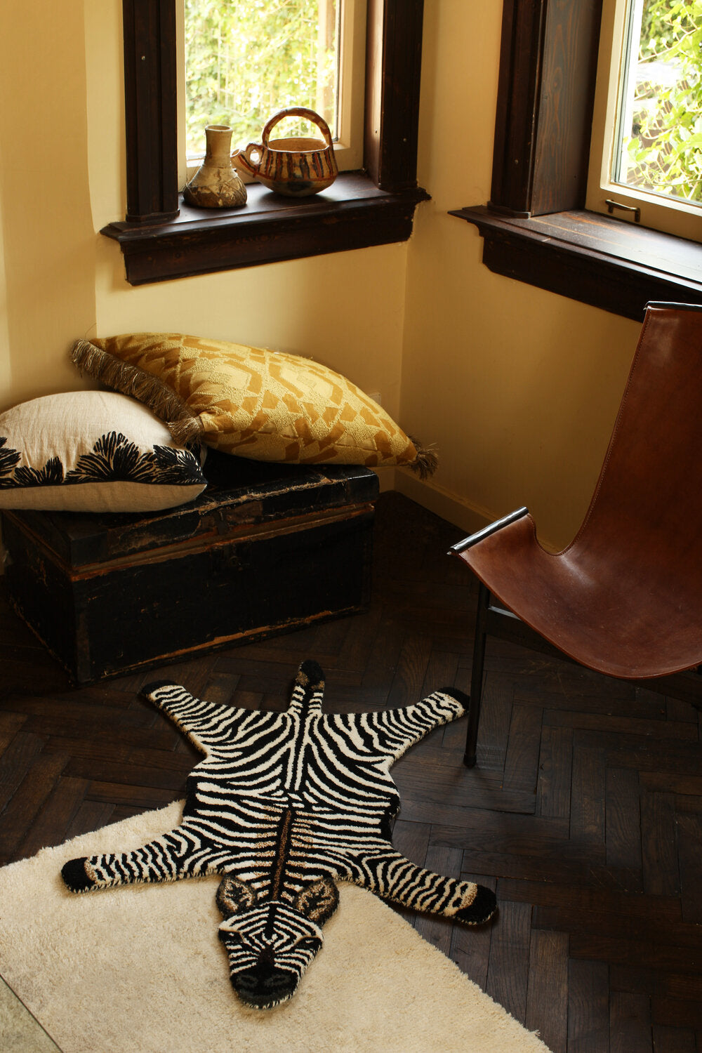 Stripey Zebra gulvtæppe, Small - Off White